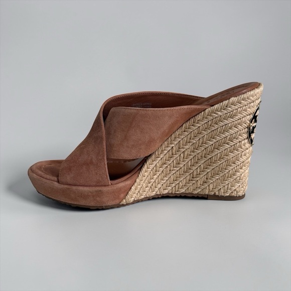 Tory Burch Women’s Suede Espadrille Wedge Slide Sandals in Brick! Size 6.5 - Picture 3 of 12